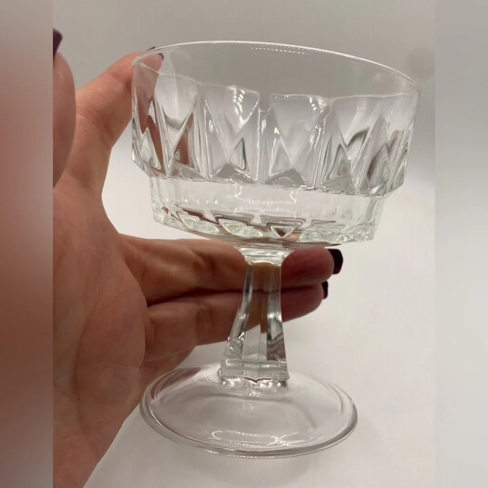 Arcoroc Prestige de France Artic Champagne Sherbet Crystal Glasses